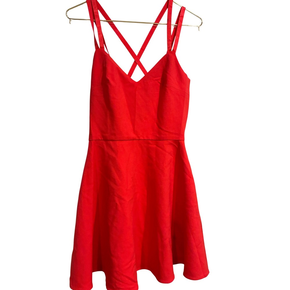 French Connection Red Crisscross Back Fit and Flare Skater Dress NWT Size 0